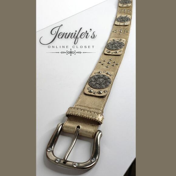 3/$25 Kathy Van Zeeland Faux Leather Studded Belt Size Medium - Picture 7 of 10